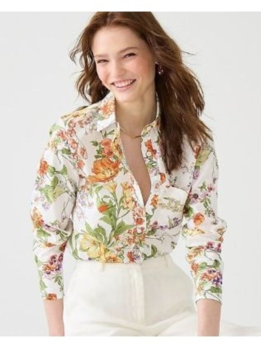 J.Crew Collection Cotton Poplin Top in Ratti® Tropical Floral, Size 4